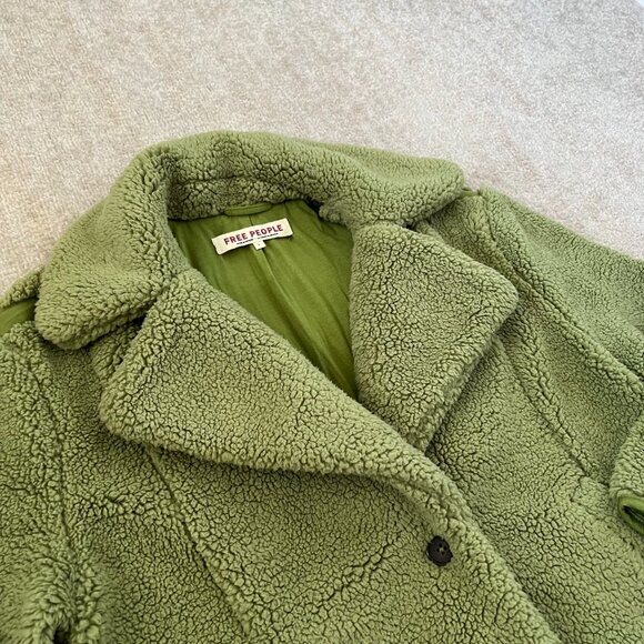 Free People Joplin Cozy Green Faux Fur Teddy Jacket S - Picture 3 of 9